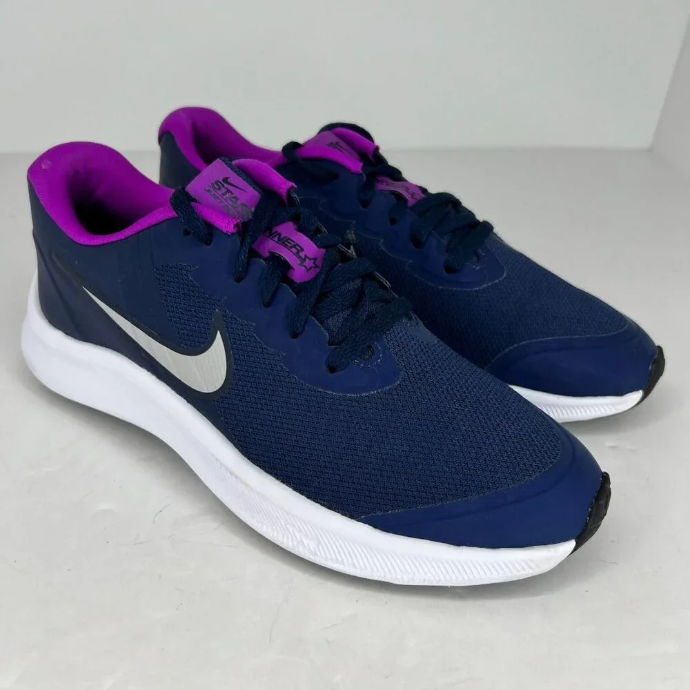 Nike Star Runner Kids DA2776-404 Navy Blue Purple Lace Up Size 4Y Athletic Shoes